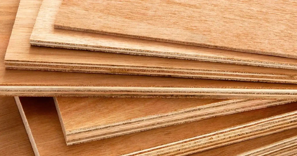 ROCPLY okoume plywood sheets with smooth veneer face and layered core ROCPLY okoume plywood sheets stacked with smooth face veneer and clean edges