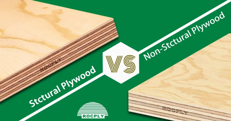 structural plywood and non-structural plywood comparison graphic with ROCPLY panels