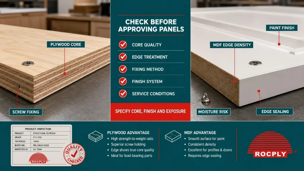 Plywood and MDF Buyer Quality Checklist Plywood and MDF inspection checklist for edges screws moisture and finish
