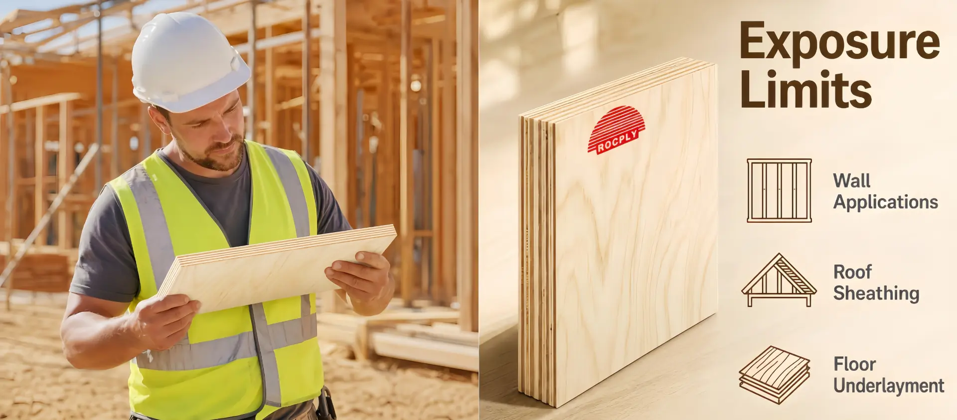 Plywood vs OSB Exposure Limits for Walls Roofs and Floors Plywood and OSB panels shown in dry enclosed temporary rain exposure and permanent wet conditions with approved system warnings