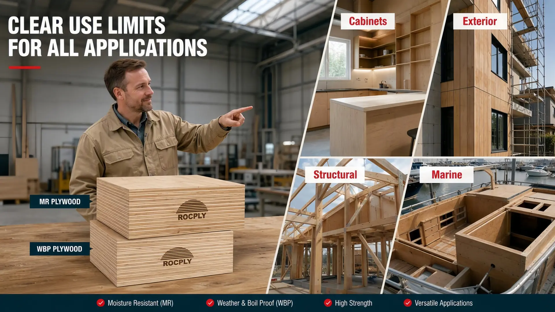 MR Plywood vs WBP Plywood Use Limits MR plywood vs WBP plywood use limits for cabinets, exterior, structural and marine applications