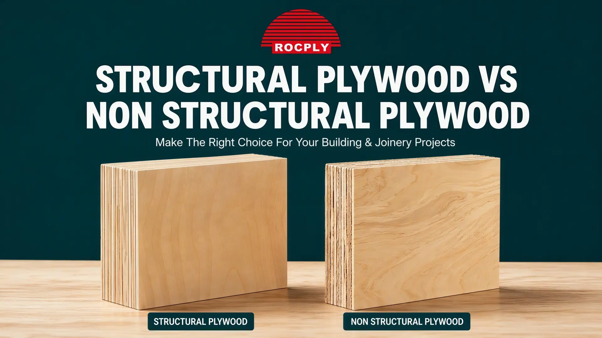Structural Plywood vs Non Structural Plywood What the Job Really Needs Structural plywood vs non structural plywood shown side by side with structural bracing, floor decking, decorative lining and cabinet applications